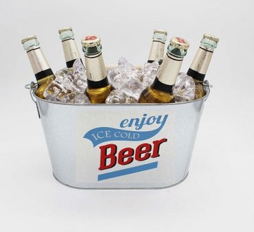 Metalleimer Bierkühler mit Flaschen und Eis