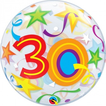 Single Bubble Ballon Birthday Stars 30