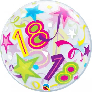 Single Bubble Ballon Birthday 18 Stars