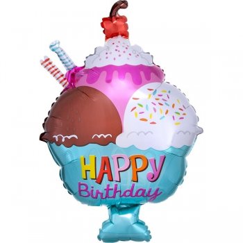 Folienballon Happy Birthday Icecream Eisbecher