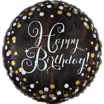 Folienballon Happy Birthday black