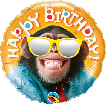 Folienballon Happy Birthday Smillin' Chimp