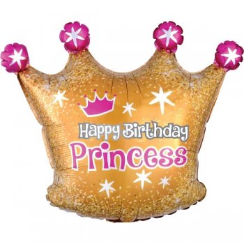 Folienballon Folienballon Happy Birthday Princess Crown