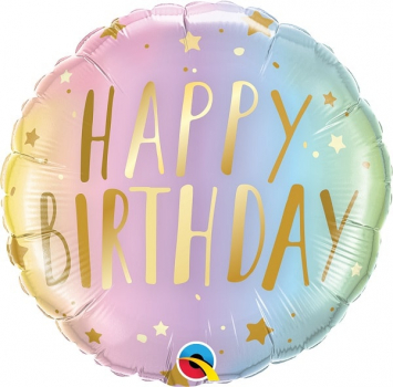 Folienballon Birthday Pastel Ombre & Stars