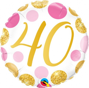 Folienballon 40 Pink & Gold Dots