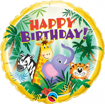 Folienballon Happy Birthday Jungle Friends