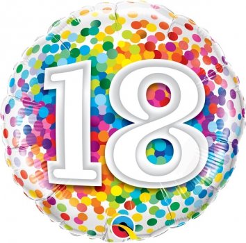 Folienballon Rainbow Confetti Birthday 18