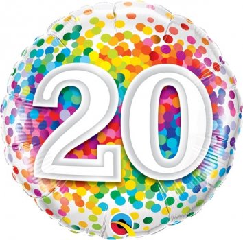 Folienballon Rainbow Confetti Birthday 20