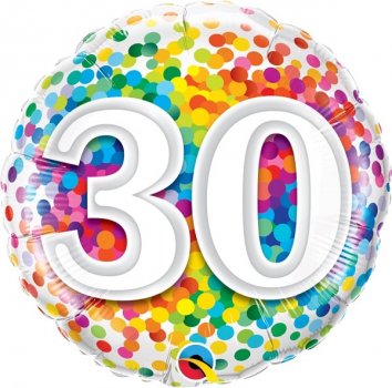 Folienballon Rainbow Confetti Birthday 30