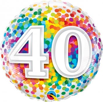 Folienballon Rainbow Confetti Birthday 40
