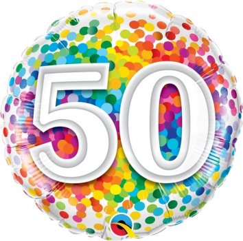 Folienballon Rainbow Confetti Birthday 50