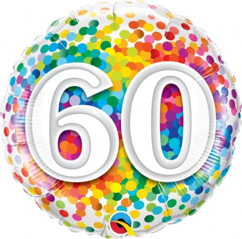 Folienballon Rainbow Confetti Birthday 60
