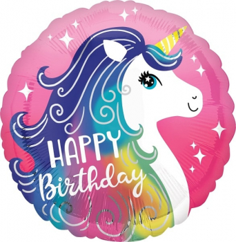 Folienballon Pink Unicorn Happy Birthday