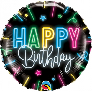 Folienballon - Happy Birthday Neon Glow