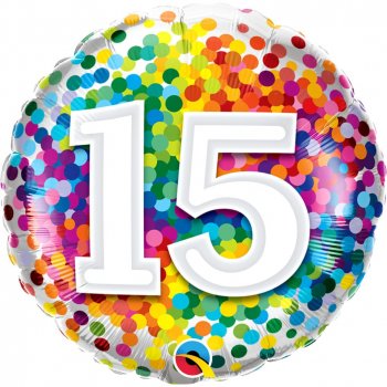 Folienballon Rainbow Confetti Birthday 15