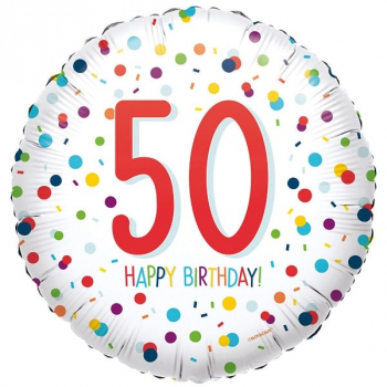 Folienballon Confetti Bday Happy Birthday 50.