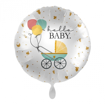 Folienballon Hello Baby Kinderwagen