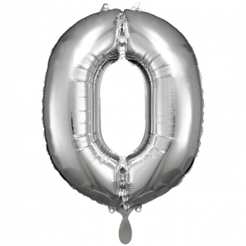 Folienballon Zahl 0 XXL silber