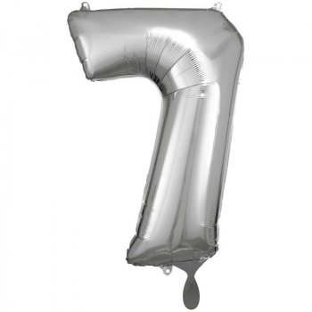 Folienballon Zahl 7 XXL silber