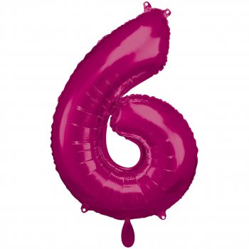 Folienballon Zahl 6 XXL pink