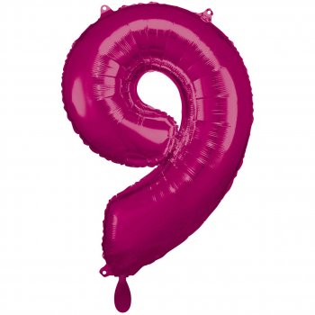 Folienballon Zahl 9 XXL pink