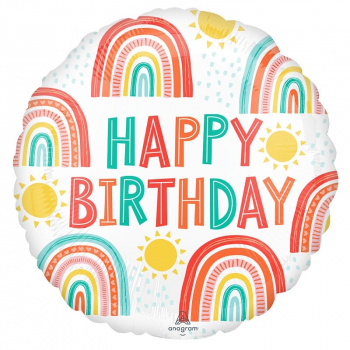 Folienballon Retro Rainbow Birthday