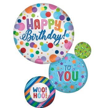 Folienballon - Satin Happy Birthday Orbs