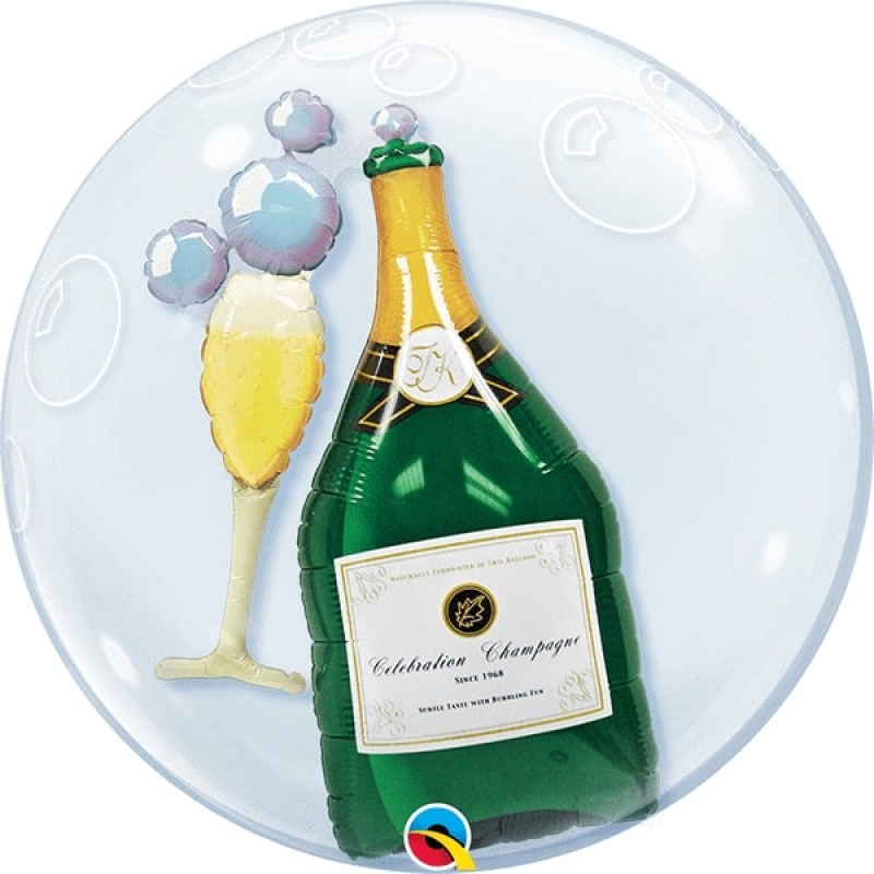 Double Bubble Ballon Champagner Flasche Glas