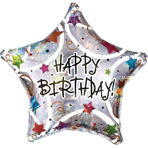 Folienballon Happy Birthday Stars