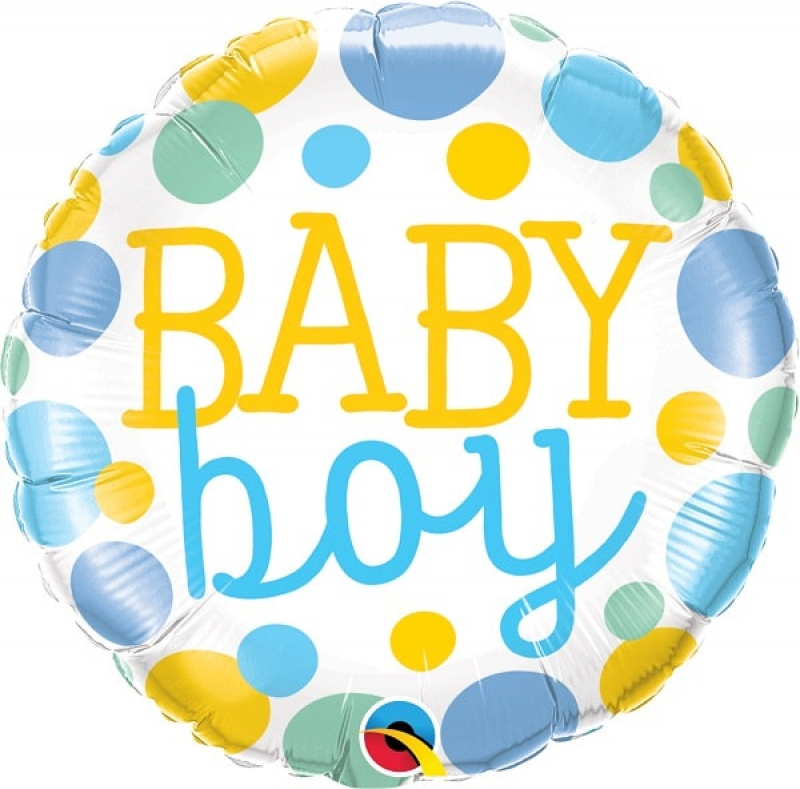 Folienballon Baby Boy Dots