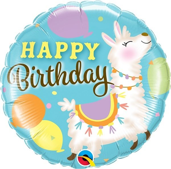 Folienballon Happy Birthday Lama