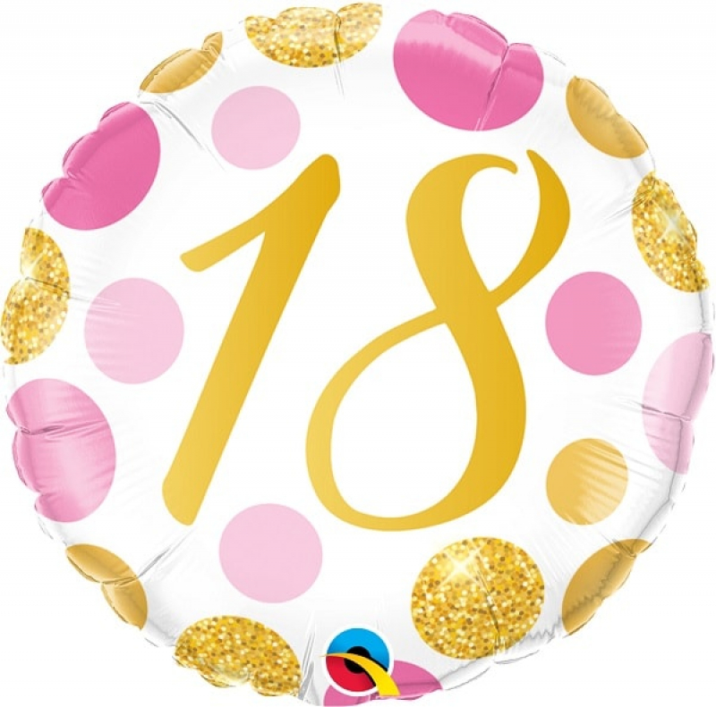 Folienballon 18 Pink & Gold Dots