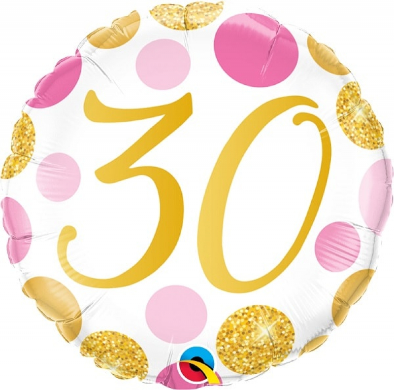 Folienballon 30 Pink & Gold Dots