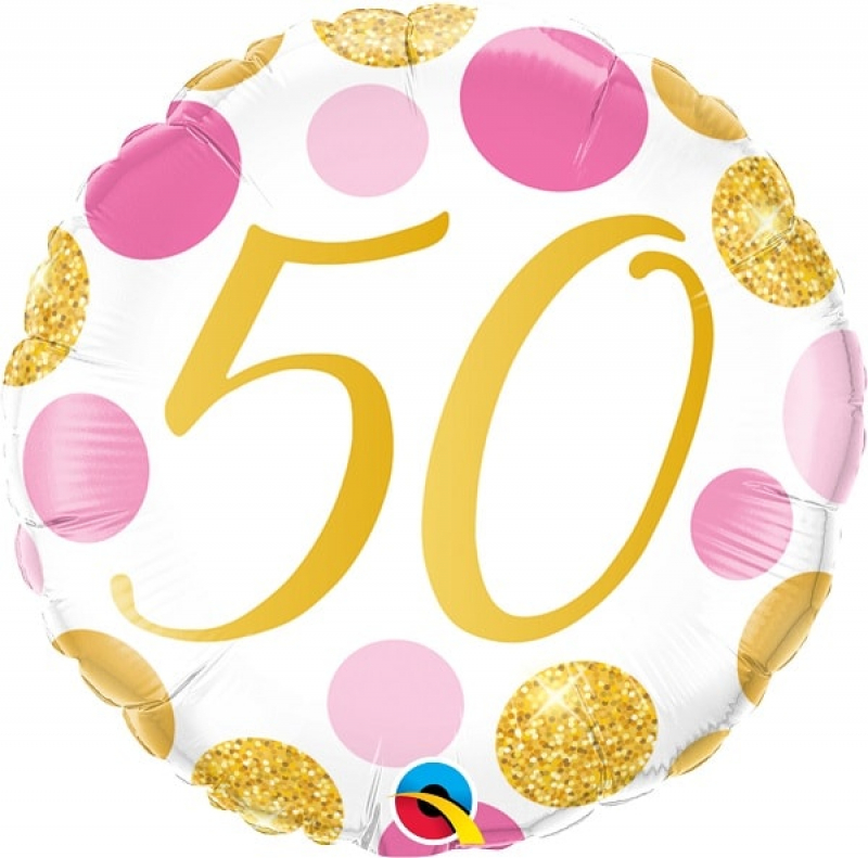 Folienballon 50 Pink & Gold Dots