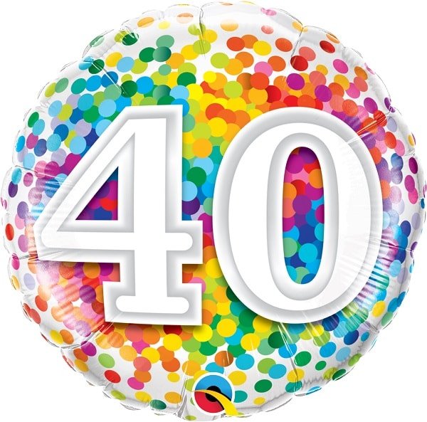 Folienballon Rainbow Confetti Birthday 40