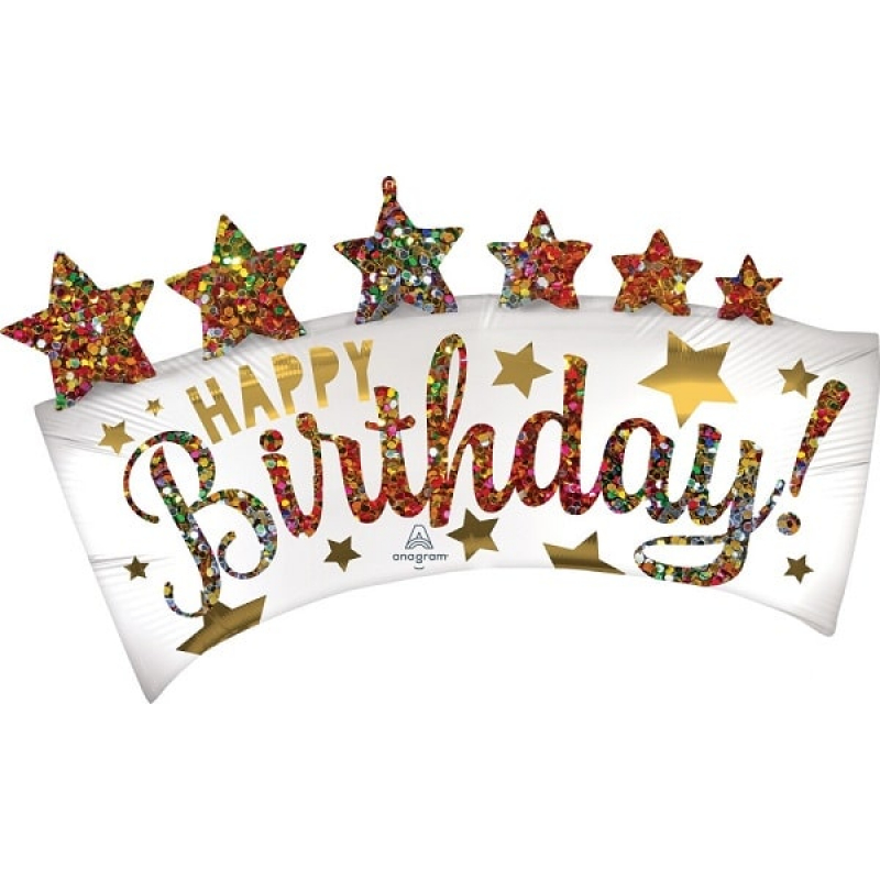 Folienballon Happy Birthday Glitter Banner