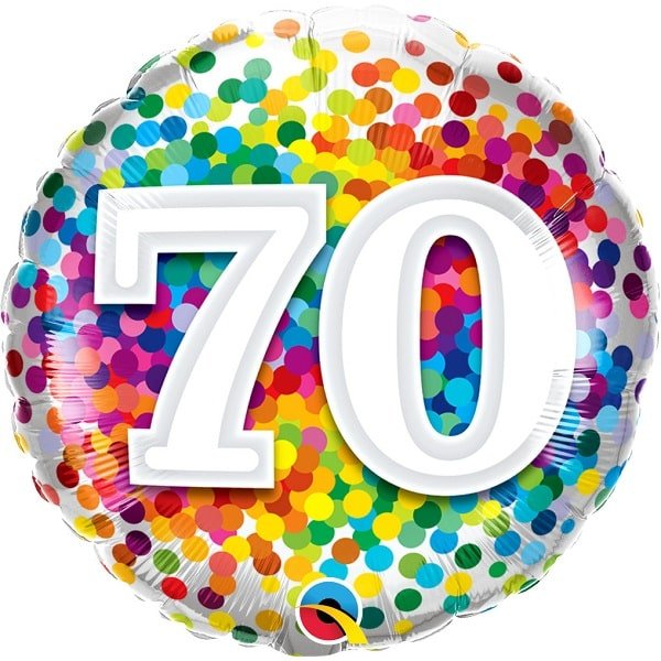 Folienballon Rainbow Confetti Birthday 70