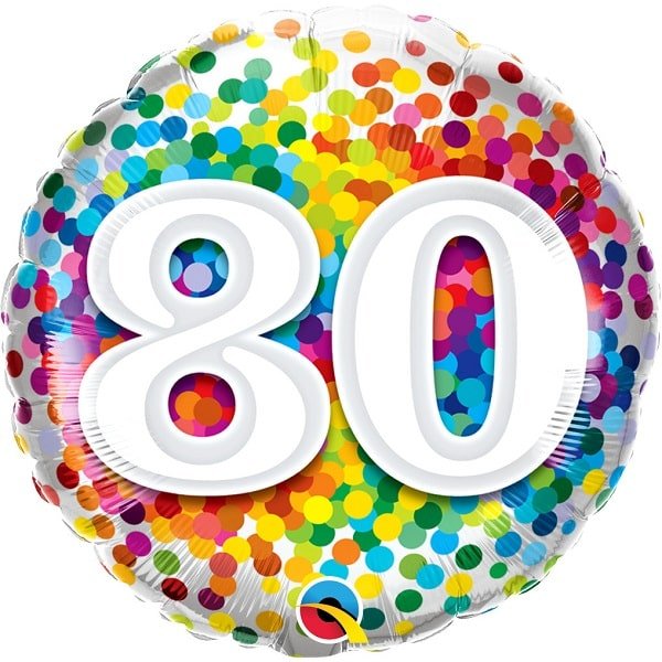 Folienballon Rainbow Confetti Birthday 80