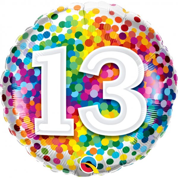 Folienballon Rainbow Confetti Birthday 13