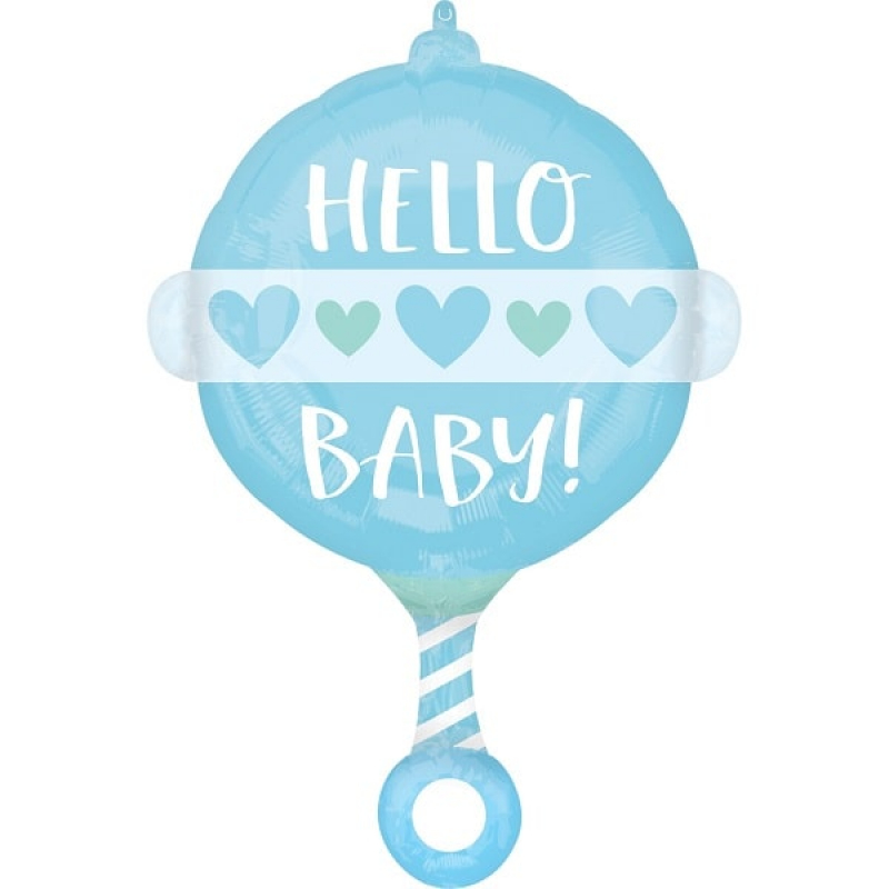 Folienballon Rassel Junge Geburt