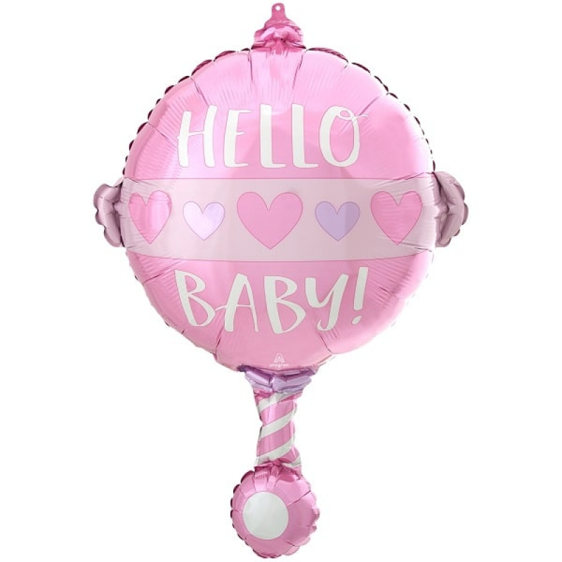 Folienballon Rassel Mädchen Geburt
