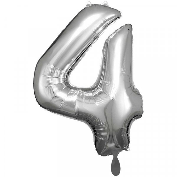 Folienballon Zahl 4 XXL silber