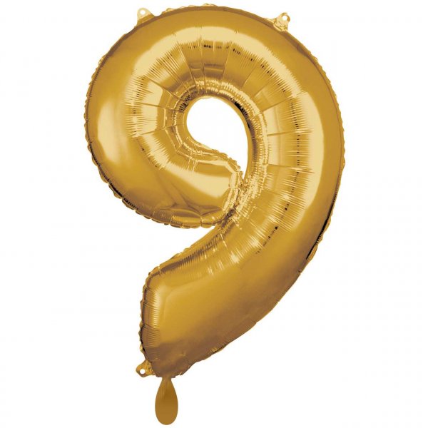 Folienballon Zahl 9 XXL gold