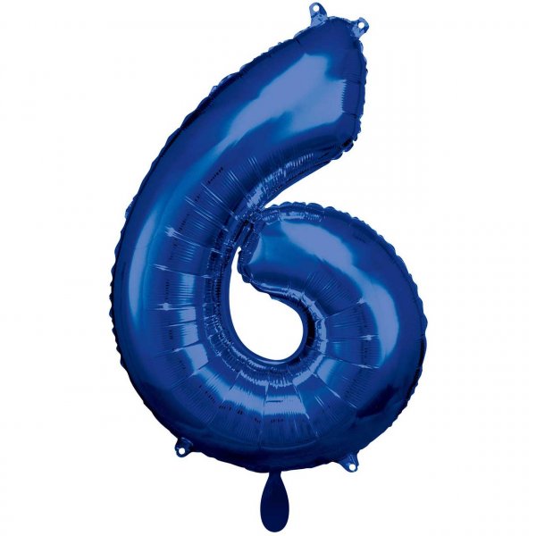 Folienballon Zahl 6 XXL blau