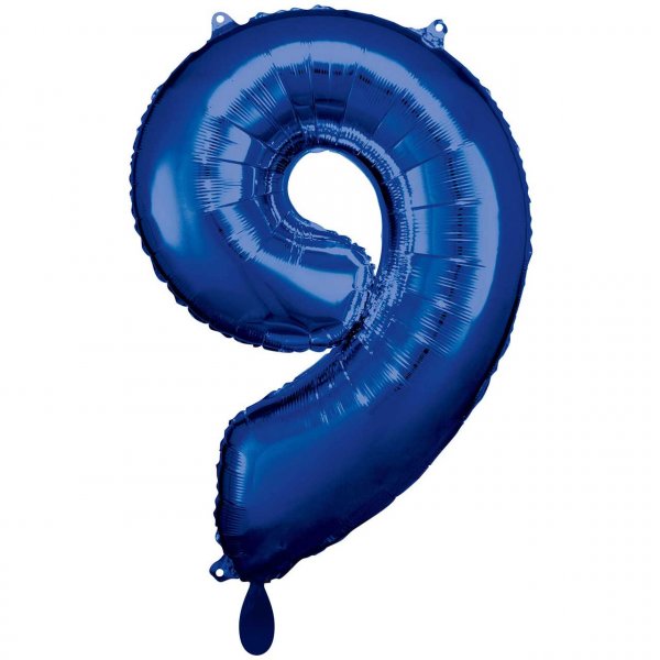 Folienballon Zahl 9 XXL blau
