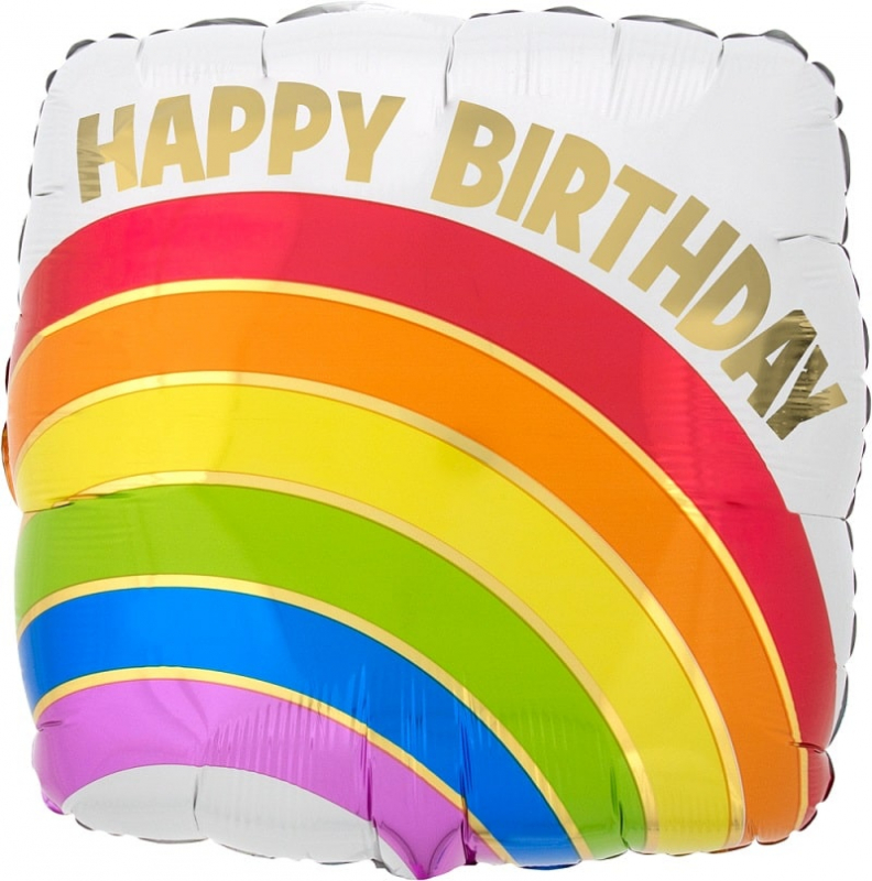 Folienballon Birthday Gold Rainbow
