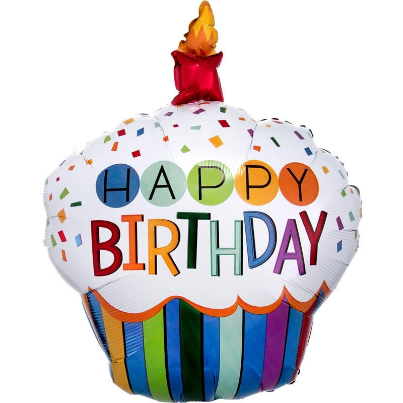 Folienballon Rainbow Birthday Cupcake