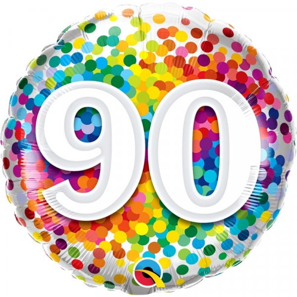 Folienballon Rainbow Confetti Birthday 90