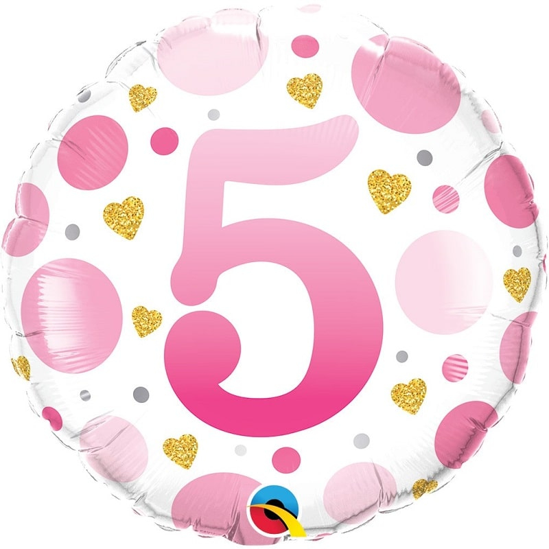 Folienballon Age 5 Pink Dots
