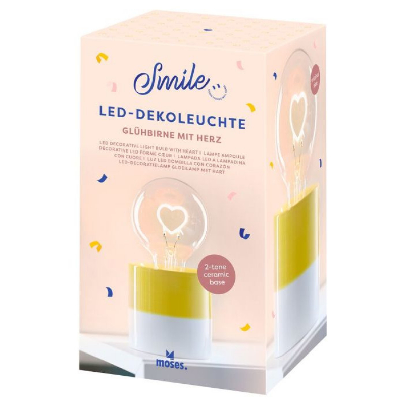 Smile LED-Dekoleuchte Glühbirne mit Herz